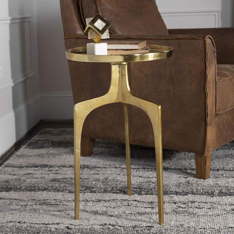 Image 1 Kenna 16 inch Wide Textured Soft Gold Aluminum Accent Table