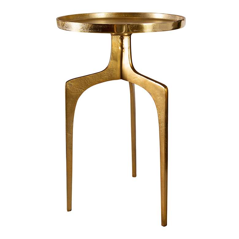 Image 3 Kenna 16" Wide Textured Soft Gold Aluminum Accent Table more views