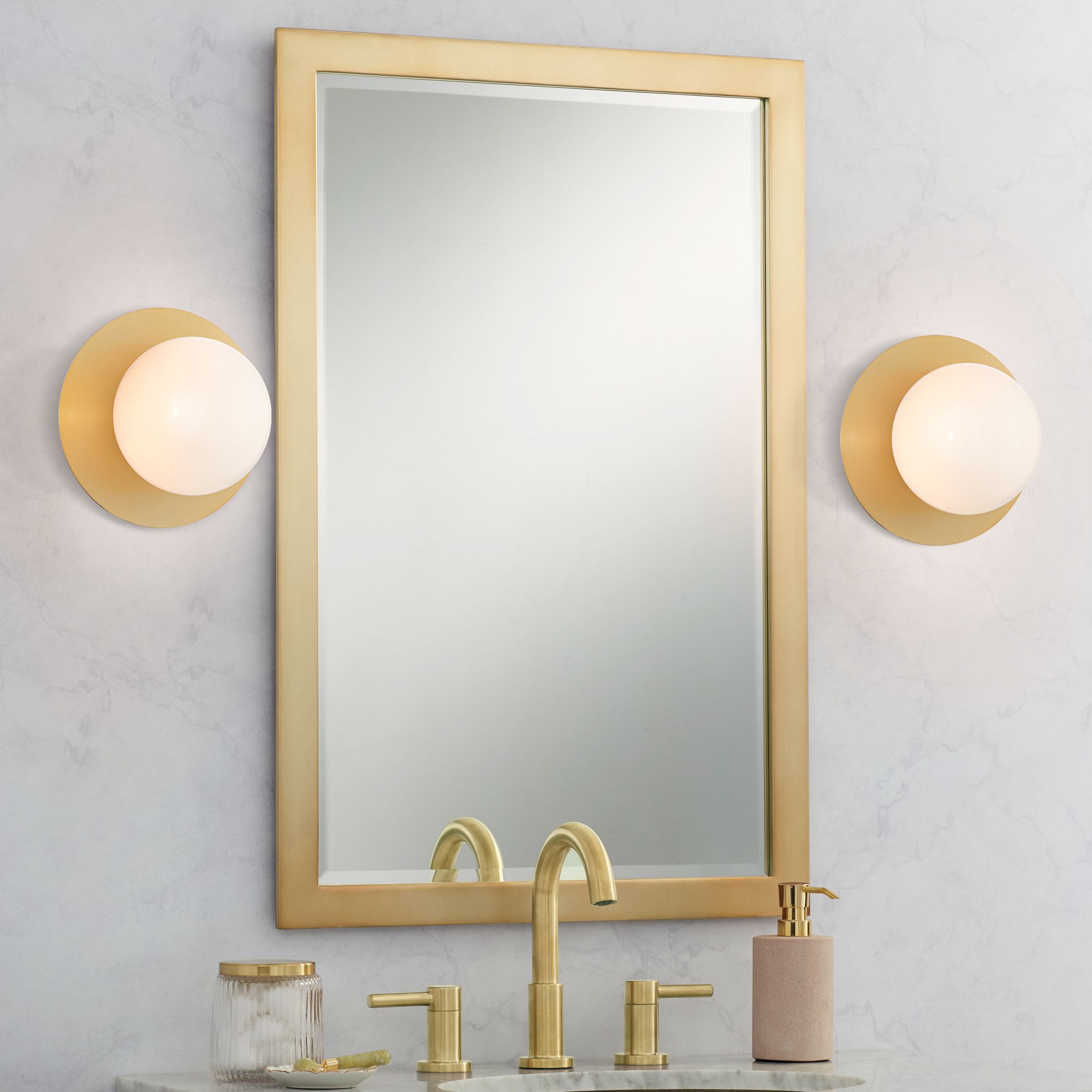 Image Kenna 6 3/4" High Warm Brass Wall Sconce Set of 2
