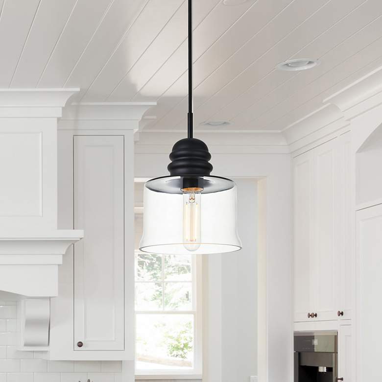 Image 1 Kenna 6 3/4" Wide Black Bell Mini Pendant