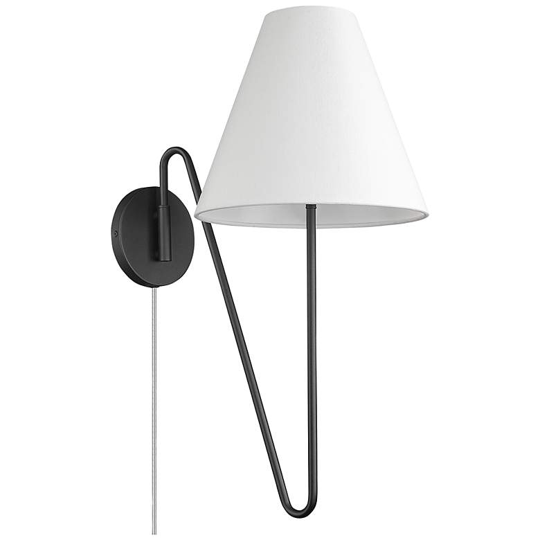 Image 2 Kennedy 11 3/4" Wide Natural Black 1-Light Swing Arm with Ivory Linen
