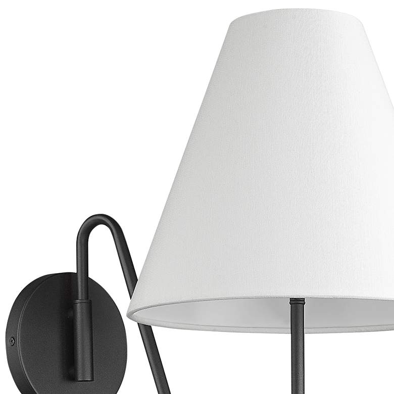 Image 3 Kennedy 11 3/4" Wide Natural Black 1-Light Swing Arm with Ivory Linen more views