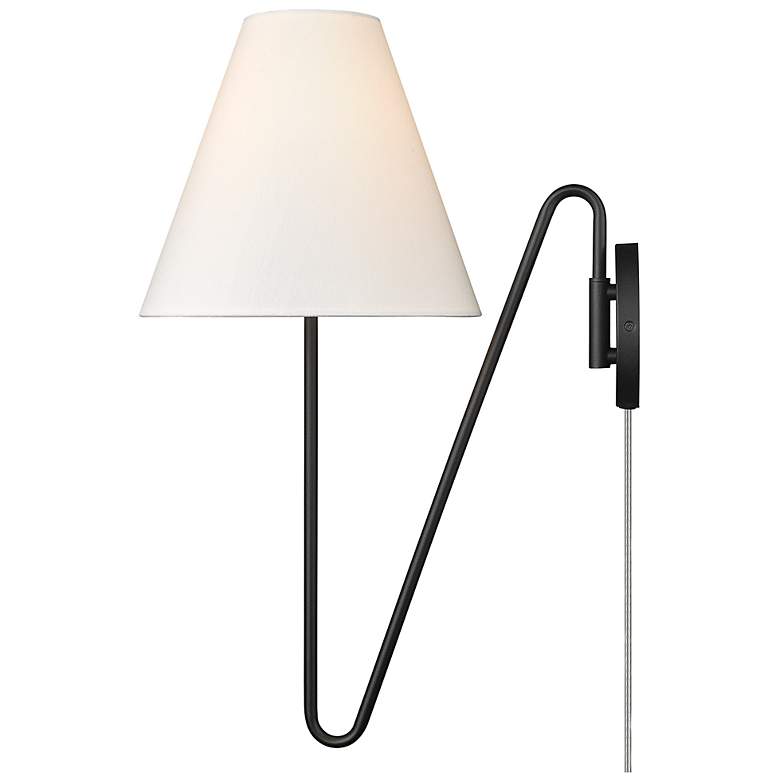 Image 4 Kennedy 11 3/4" Wide Natural Black 1-Light Swing Arm with Ivory Linen more views