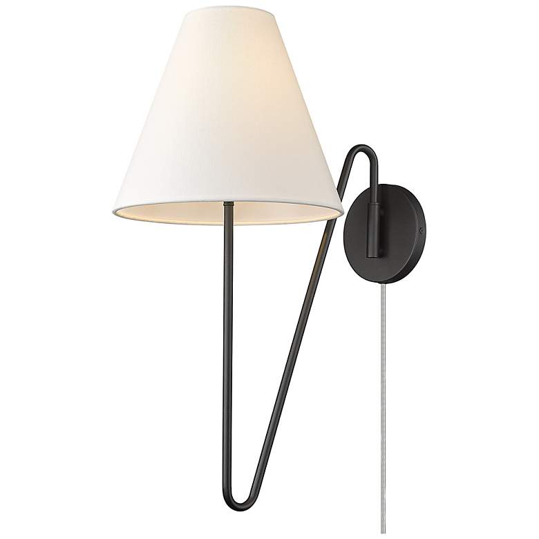 Image 6 Kennedy 11 3/4" Wide Natural Black 1-Light Swing Arm with Ivory Linen more views