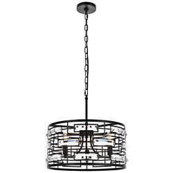 Kennedy 16 1/2" Wide Black and Crystal 3-Light Pendant