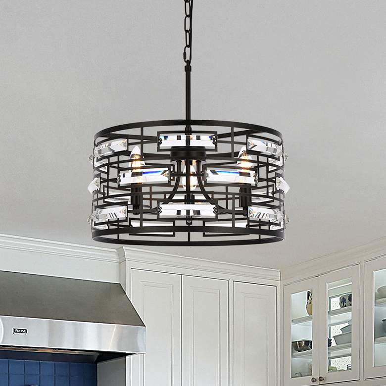 Image 2 Kennedy 16 1/2" Wide Black and Crystal 3-Light Pendant