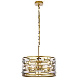 Kennedy 16 1/2" Wide Brass and Crystal Pendant Light