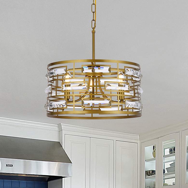 Image 1 Kennedy 16 1/2" Wide Brass and Crystal Pendant Light