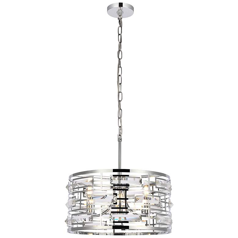 Image 2 Kennedy 16 1/2" Wide Chrome Drum Pendant Light