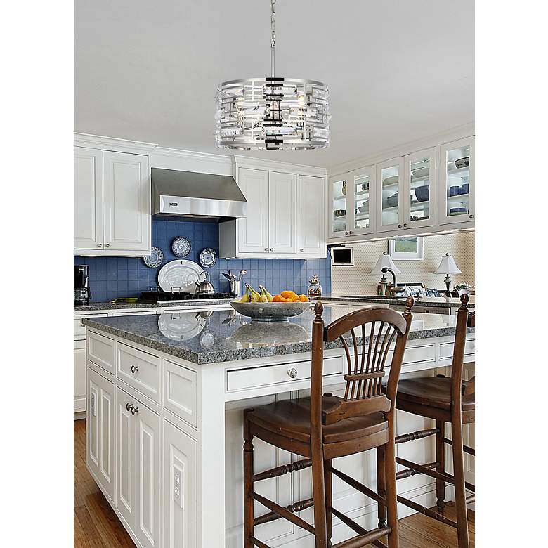 Image 3 Kennedy 16 1/2" Wide Chrome Drum Pendant Light more views