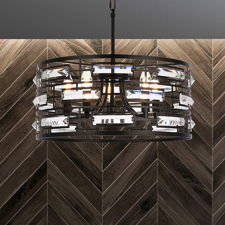 Image 2 Kennedy 18 1/2" Wide Black 5-Light Drum Pendant