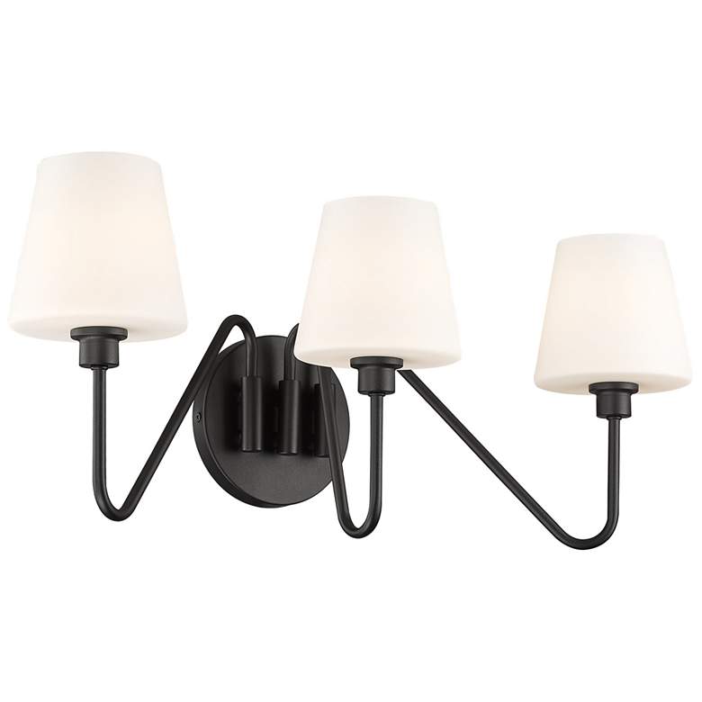 Image 1 Kennedy 23 1/2 inch Wide Vanity Light in Natural Black with Opal