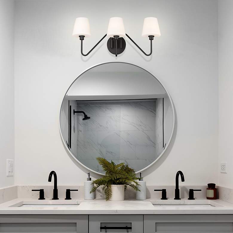 Image 6 Kennedy 23 1/2" Wide Vanity Light in Natural Black with Opal more views