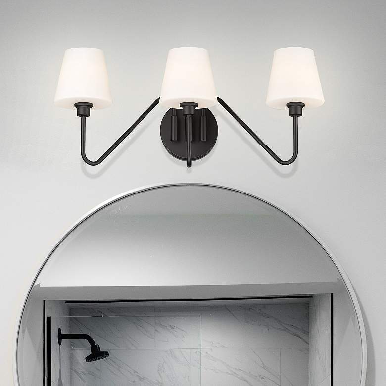 Image 7 Kennedy 23 1/2" Wide Vanity Light in Natural Black with Opal more views