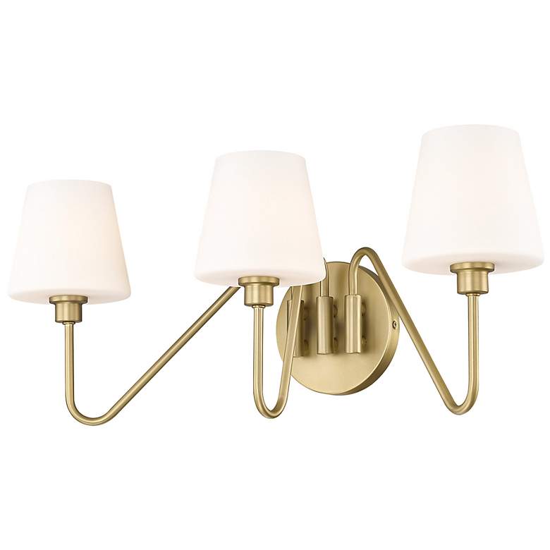 Image 2 Kennedy 23 1/2"W Bronze 3-Light Bath Light w/ White Glass