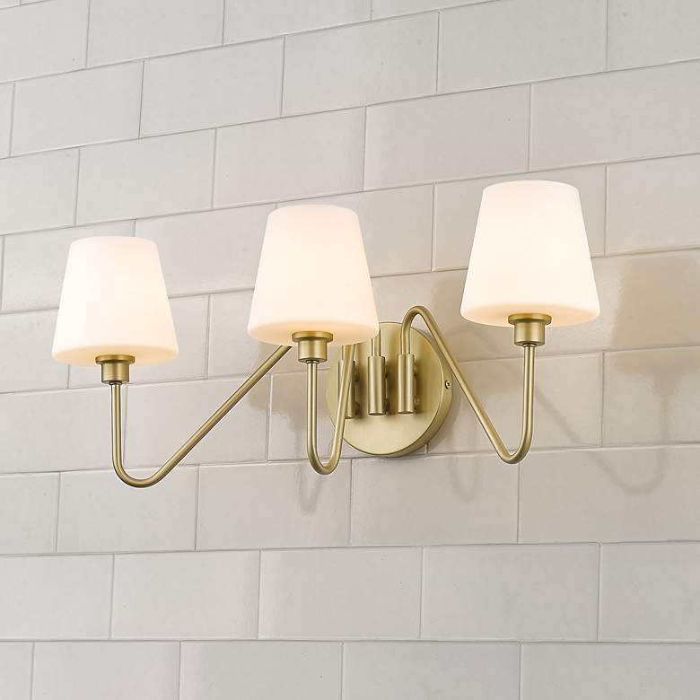 Image 1 Kennedy 23 1/2"W Bronze 3-Light Bath Light w/ White Glass