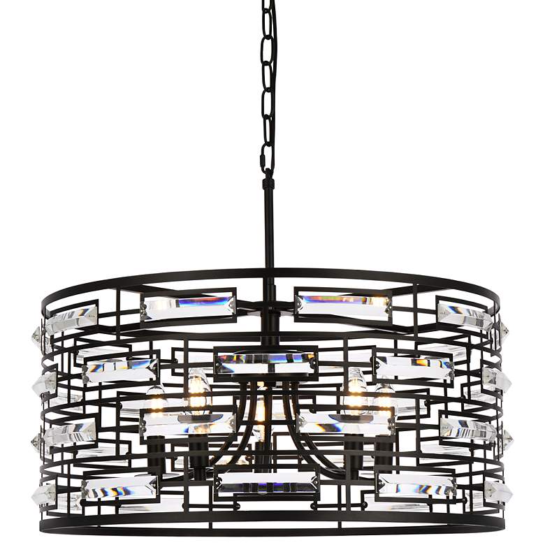 Image 3 Kennedy 24" Wide Black 5-Light Drum Pendant