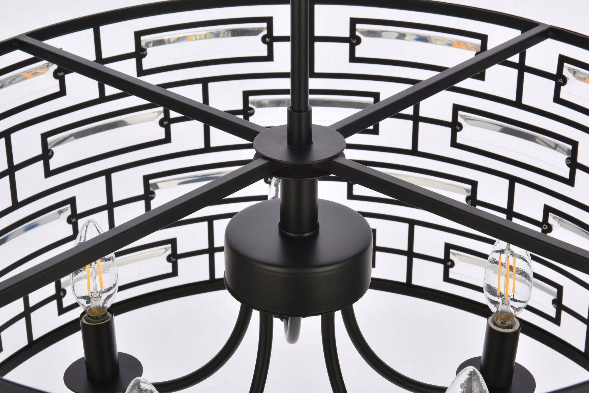 Kennedy 24" Wide Black 5-Light Drum Pendant in scene