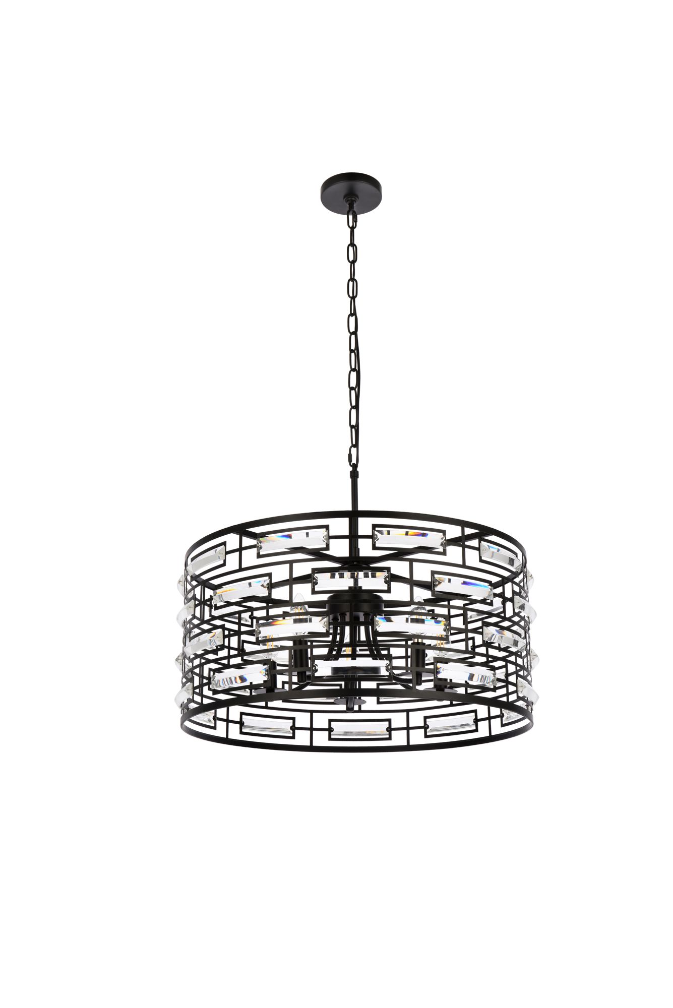 Kennedy 24" Wide Black 5-Light Drum Pendant in scene
