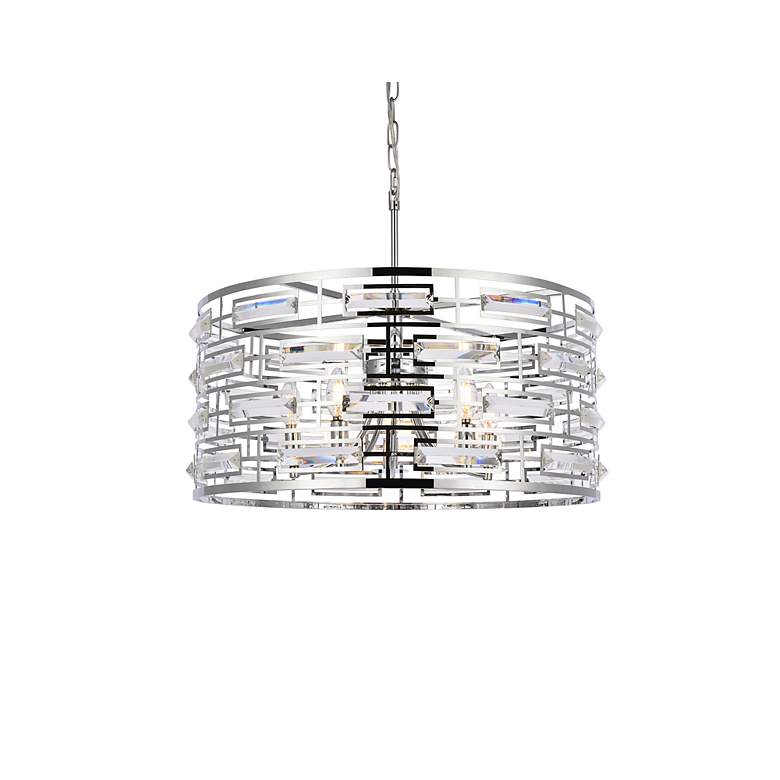 Image 5 Kennedy 24" Wide Chrome 5-Light Drum Pendant more views