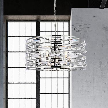 Kennedy 24" Wide Chrome 5-Light Drum Pendant