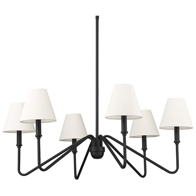 Image 1 Kennedy 34 5/8 inch Wide Chandelier in Natural Black with Ivory Linen