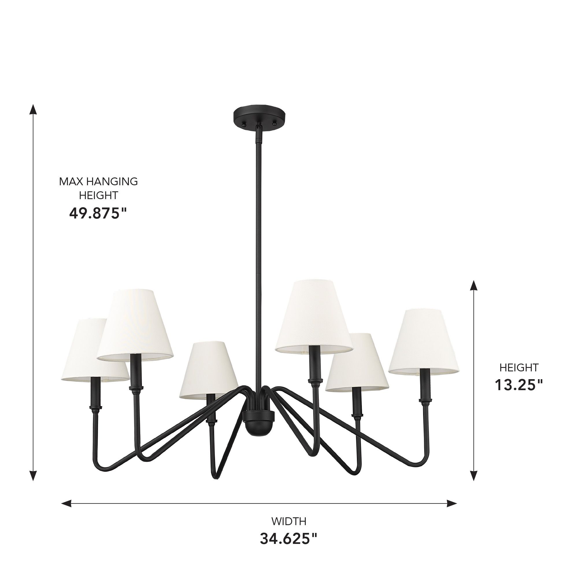 Kennedy 34 5/8" Wide Chandelier in Natural Black with Ivory Linen