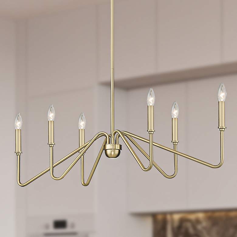 Image 2 Kennedy 36 3/4"W Brushed Champagne Bronze 6-Light Chandelier