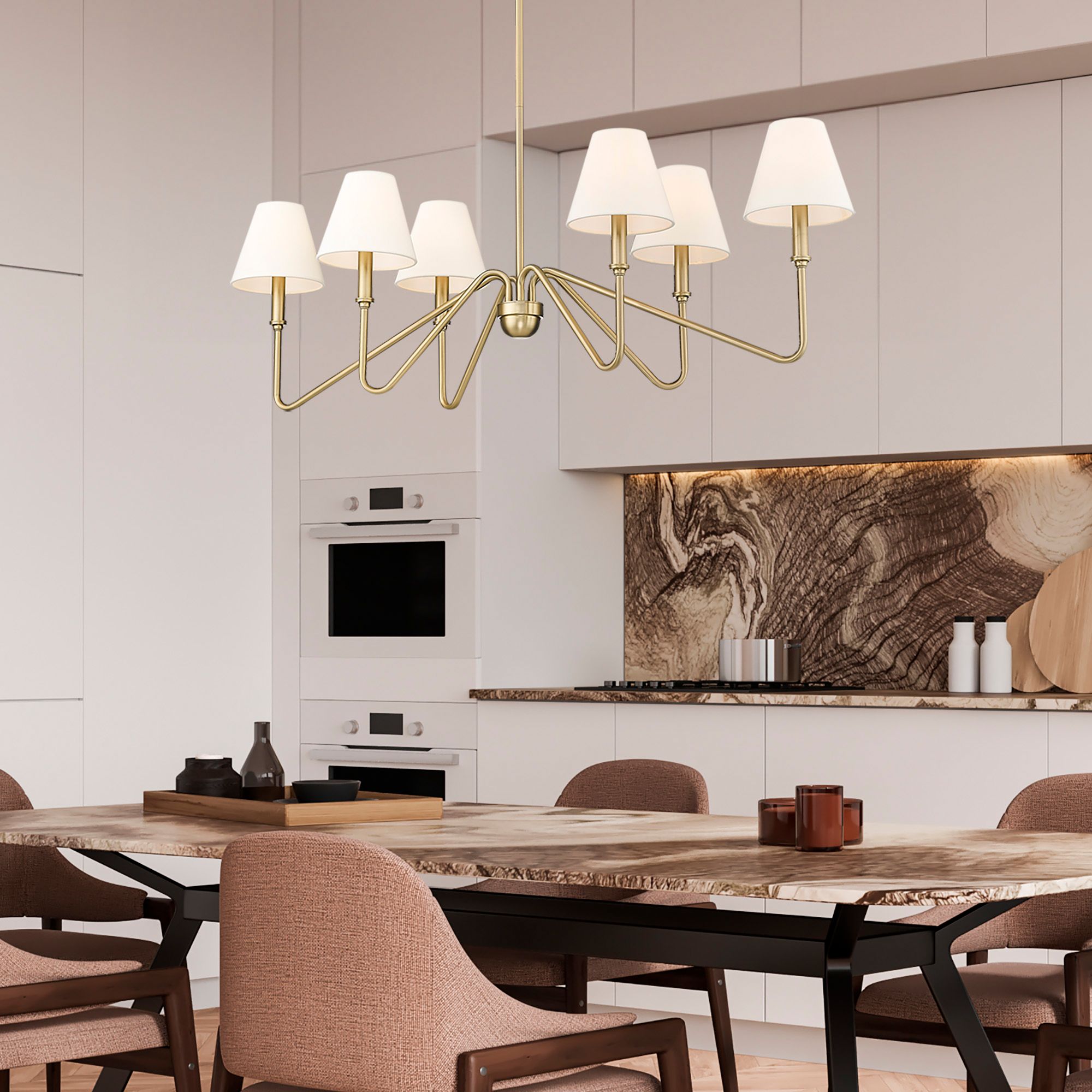 Image 5 Kennedy 41 5/8" Wide Linear Pendant in BCB with Ivory Linen more views