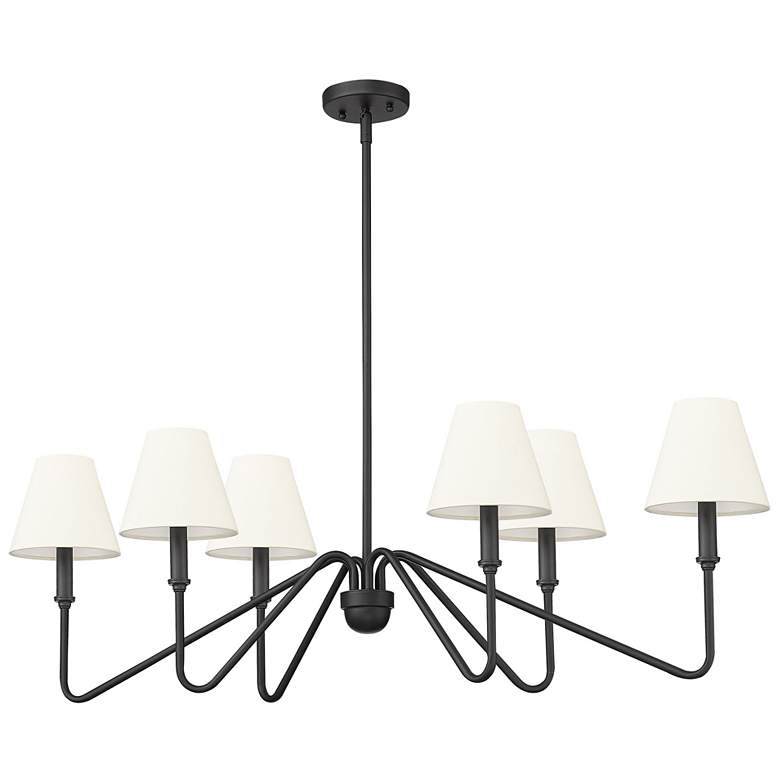 Image 1 Kennedy 41 5/8" Wide Linear Pendant in Natural Black with Ivory Linen