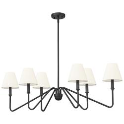 Kennedy 41 5/8" Wide Linear Pendant in Natural Black with Ivory Linen