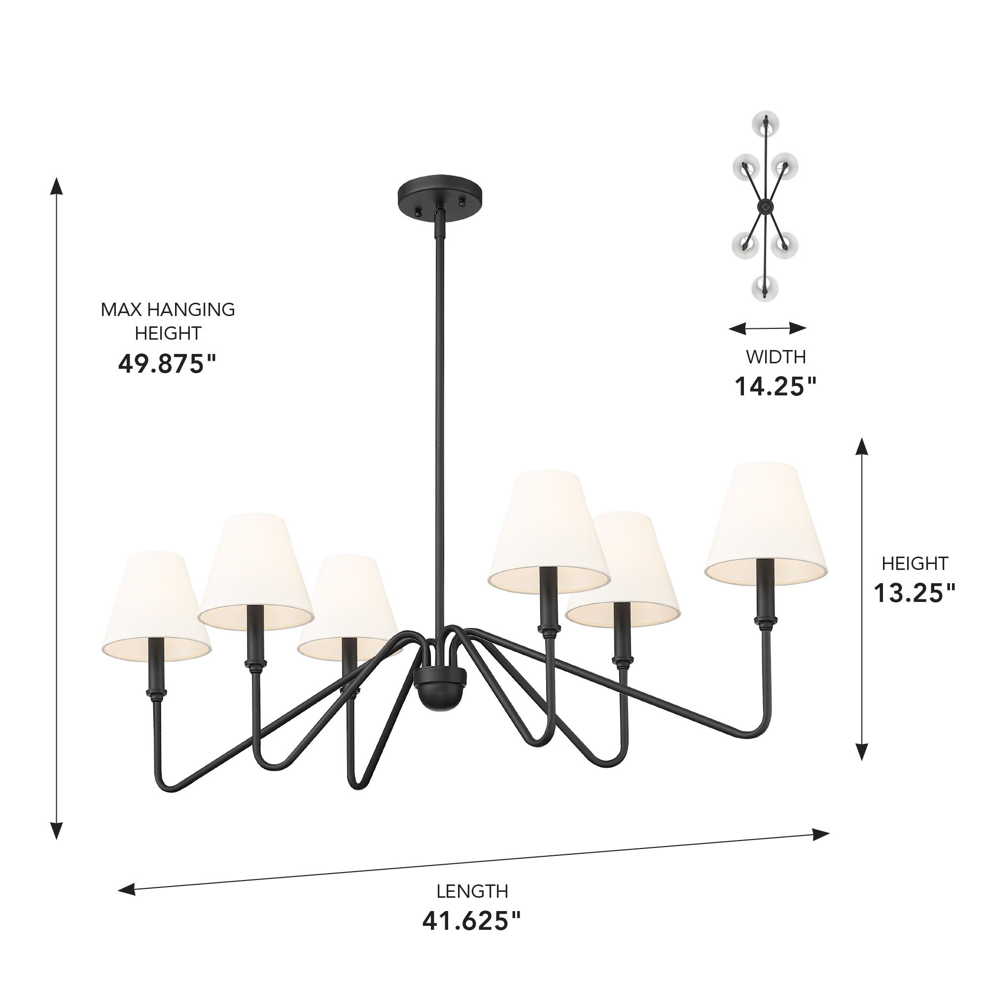 Kennedy 41 5/8" Wide Linear Pendant in Natural Black with Ivory Linen