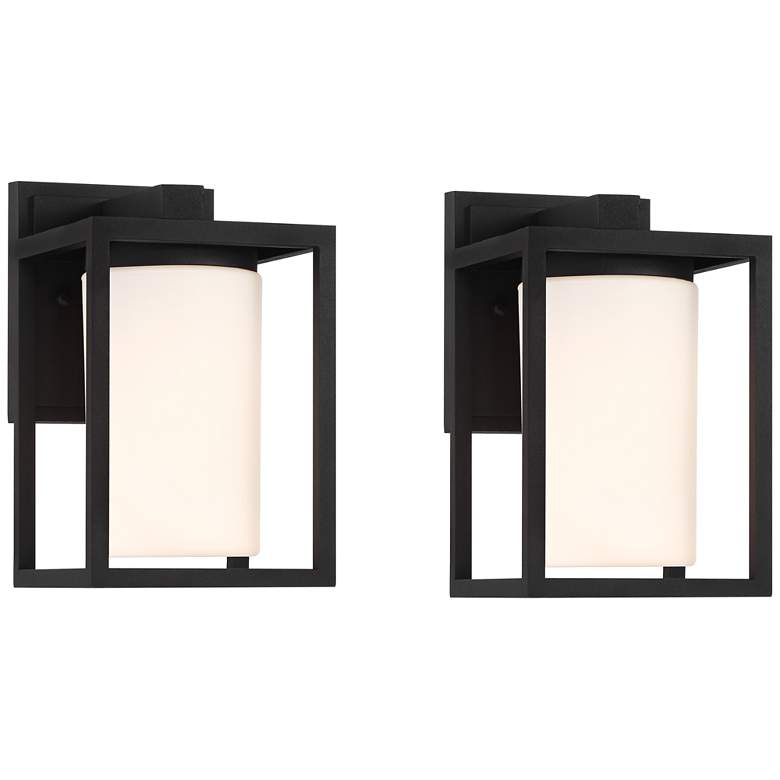 Image 2 Kennedy 9 1/4" High Sand Black Outdoor Wall Light Set of 2