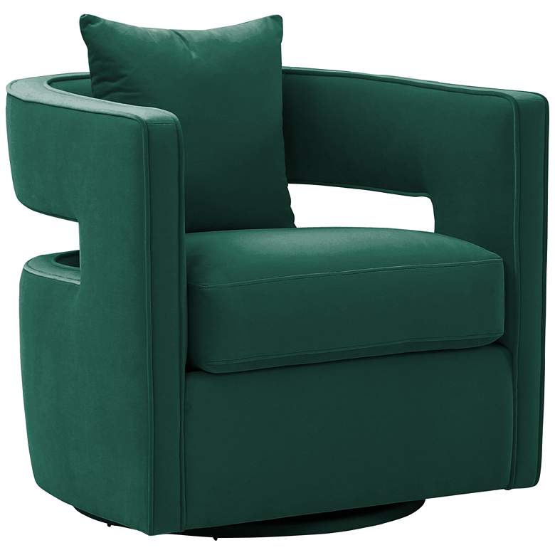 Image 1 Kennedy Forest Green Velvet Swivel Chair
