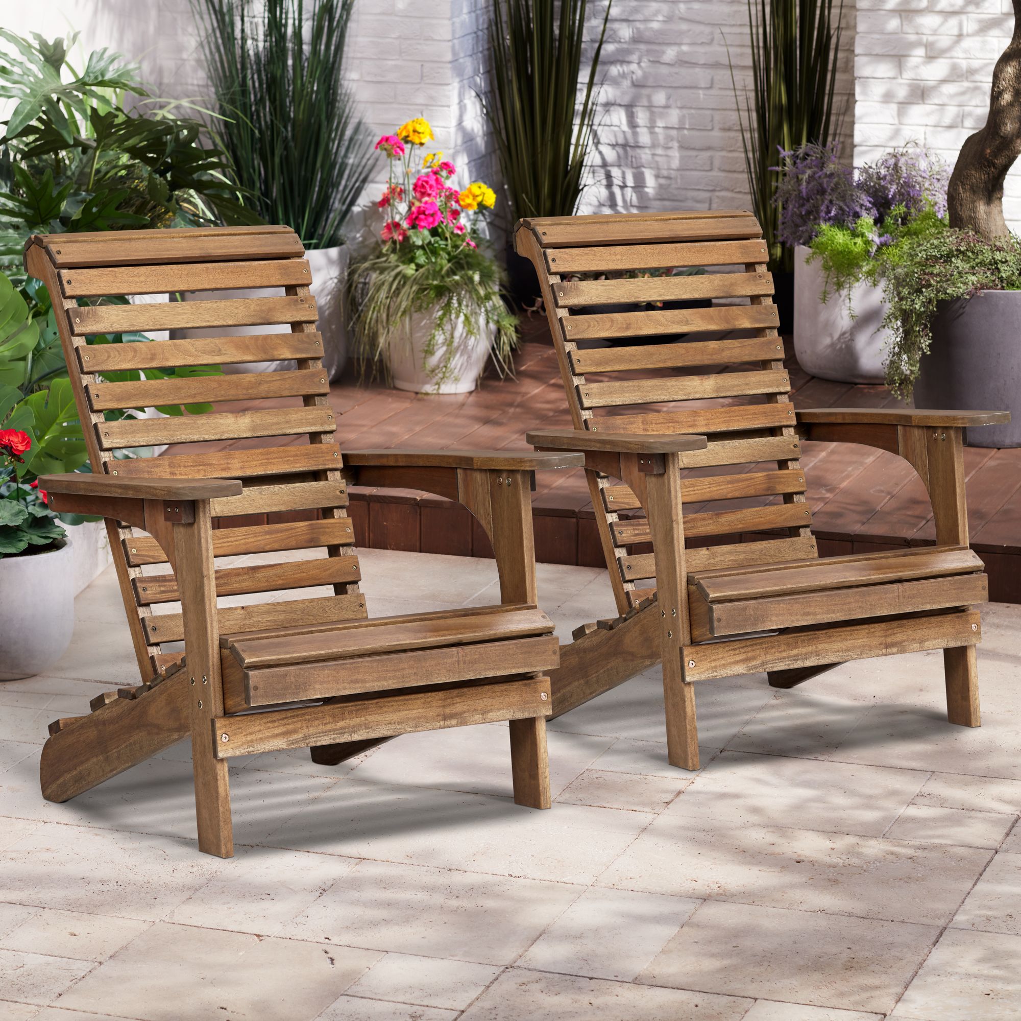 Kenneth Natural Wood Adirondack Chairs Set of 2 884V0 Lamps Plus