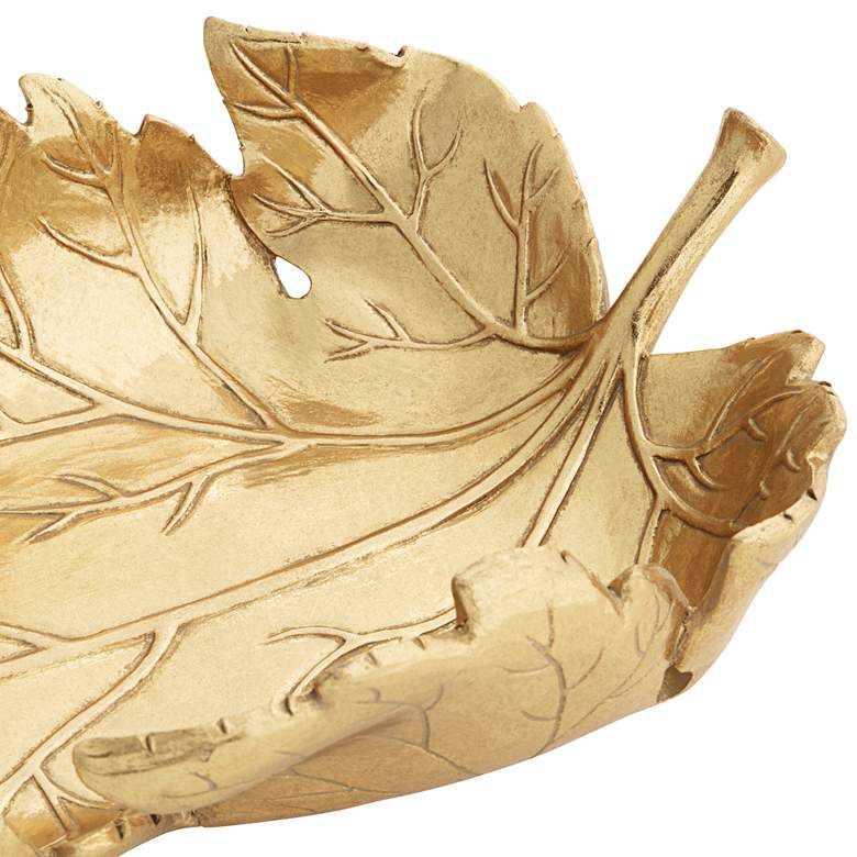 Image 3 Kenny 16 3/4" Wide Shiny Gold Decorative Leaf Tray more views