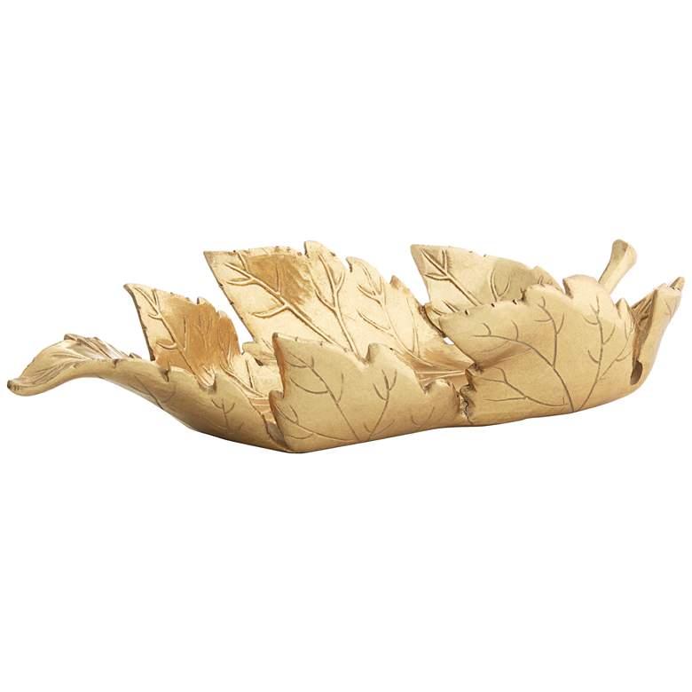 Image 5 Kenny 16 3/4" Wide Shiny Gold Decorative Leaf Tray more views