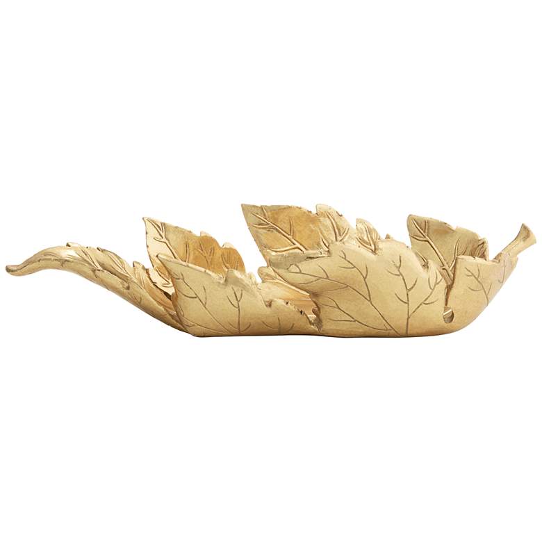 Image 7 Kenny 16 3/4" Wide Shiny Gold Decorative Leaf Tray more views