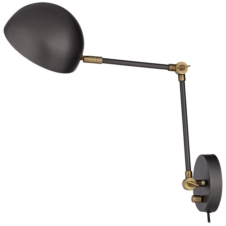 Kenora Gunmetal and Brass Plug-In Swing Arm Wall Lamp more views