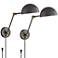 Kenora Gunmetal Plug-In Swing Arm Wall Lamps Set of 2