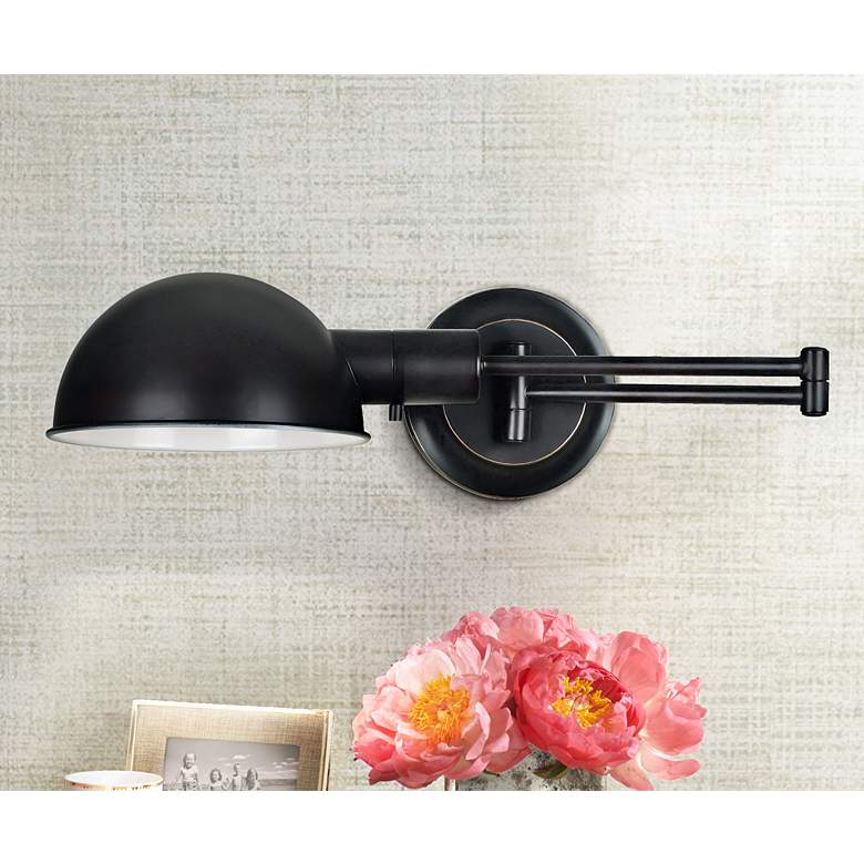 Image 1 Kenroy Frye Pharmacy Bronze Plug-In Swing Arm Wall Lamp