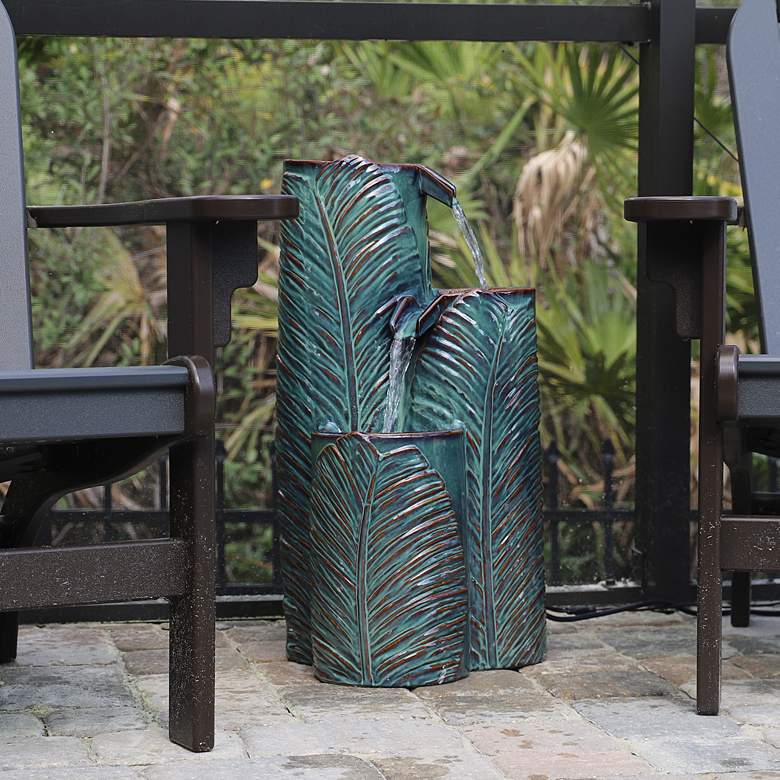 Image 1 Kenroy Home 25 1/4" High Palm 3-Tiered LED Floor Fountain