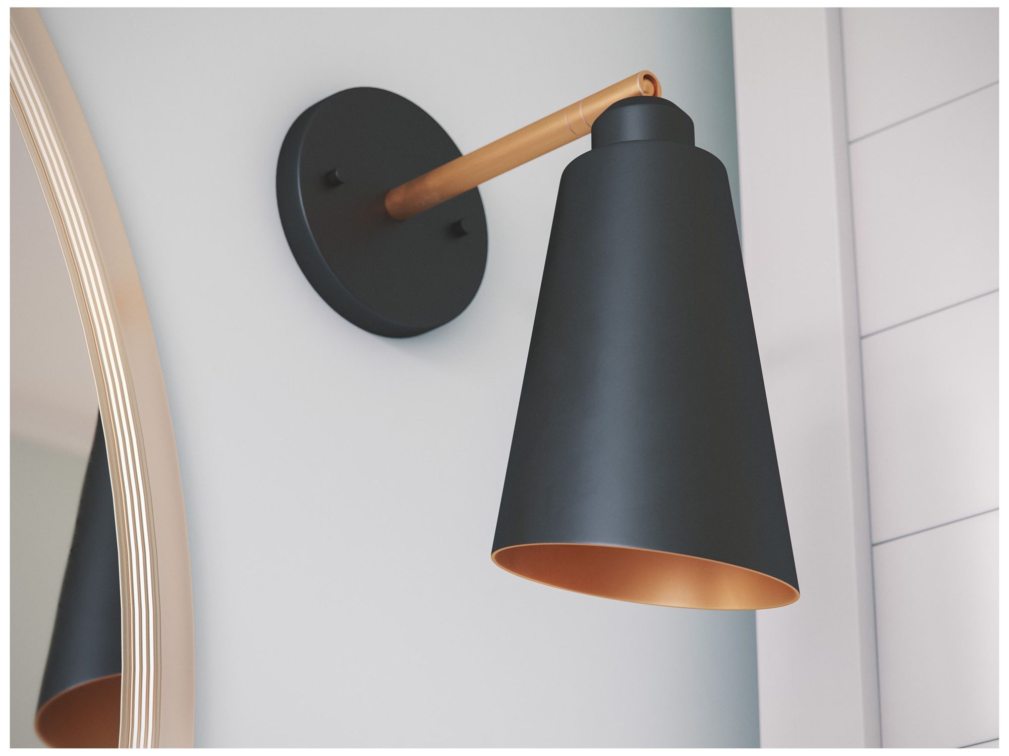 Kenroy Home Alvar 12" High Modern Matte Black and Brass Wall Sconce