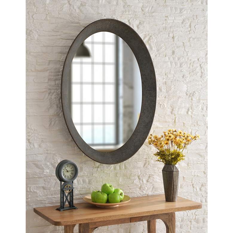 Kenroy Home Antillean Galvanized 27&quot; x 37&quot; Oval Wall Mirror