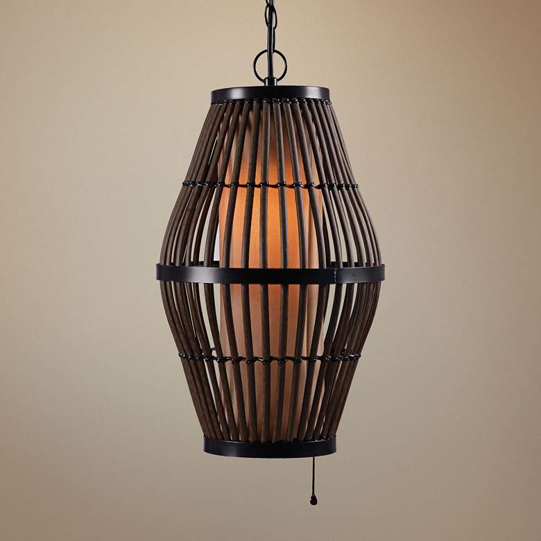 Image 1 Kenroy Home Biscayne 12 inch Wide Black Outdoor Mini Pendant