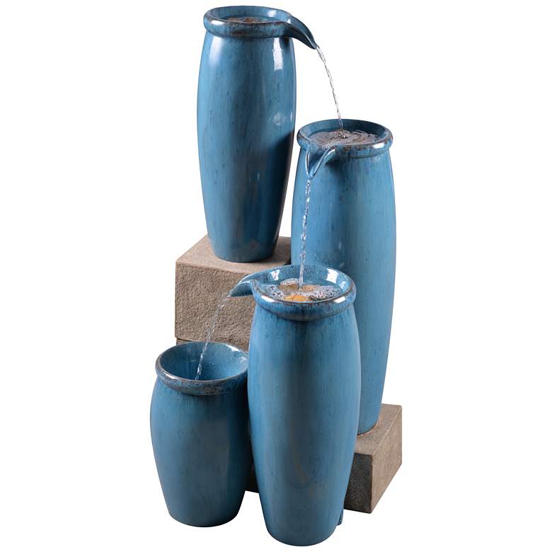 Image 2 Kenroy Home Blue Glaze 36" High 4-Level Indoor-Outdoor Water Fountain