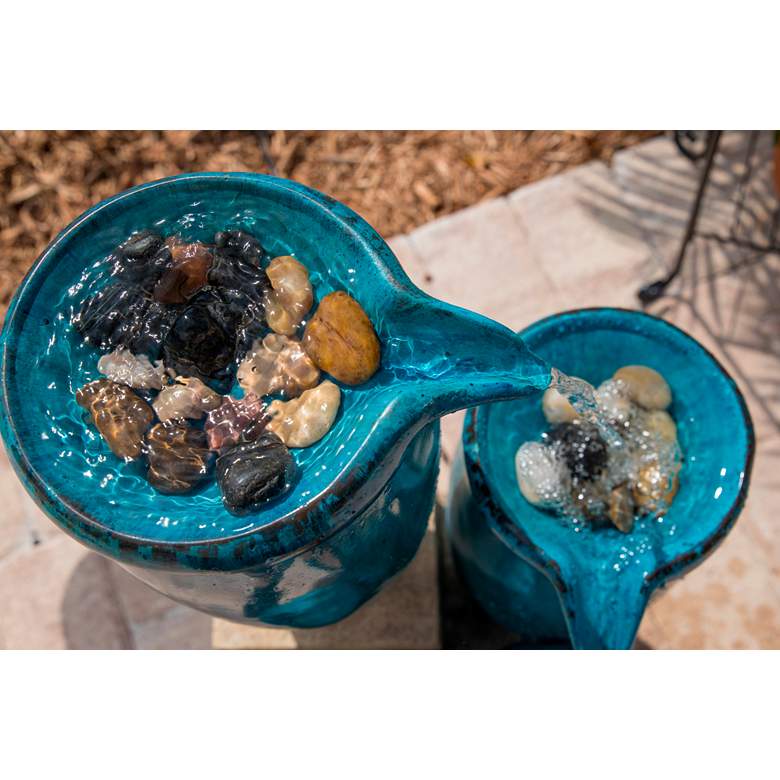 Image 3 Kenroy Home Blue Glaze 36" High 4-Level Indoor-Outdoor Water Fountain more views