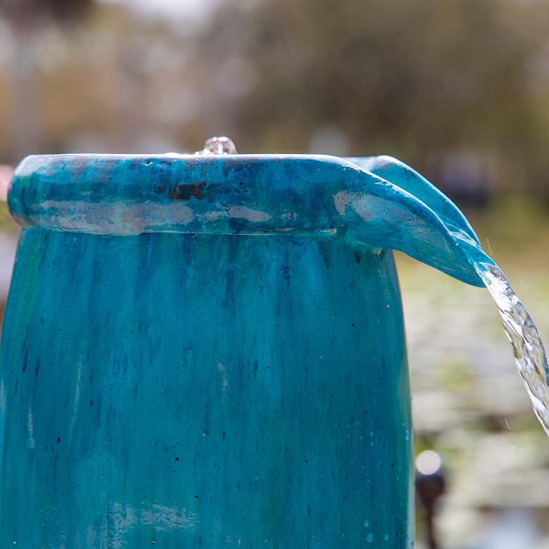 Image 4 Kenroy Home Blue Glaze 36" High 4-Level Indoor-Outdoor Water Fountain more views