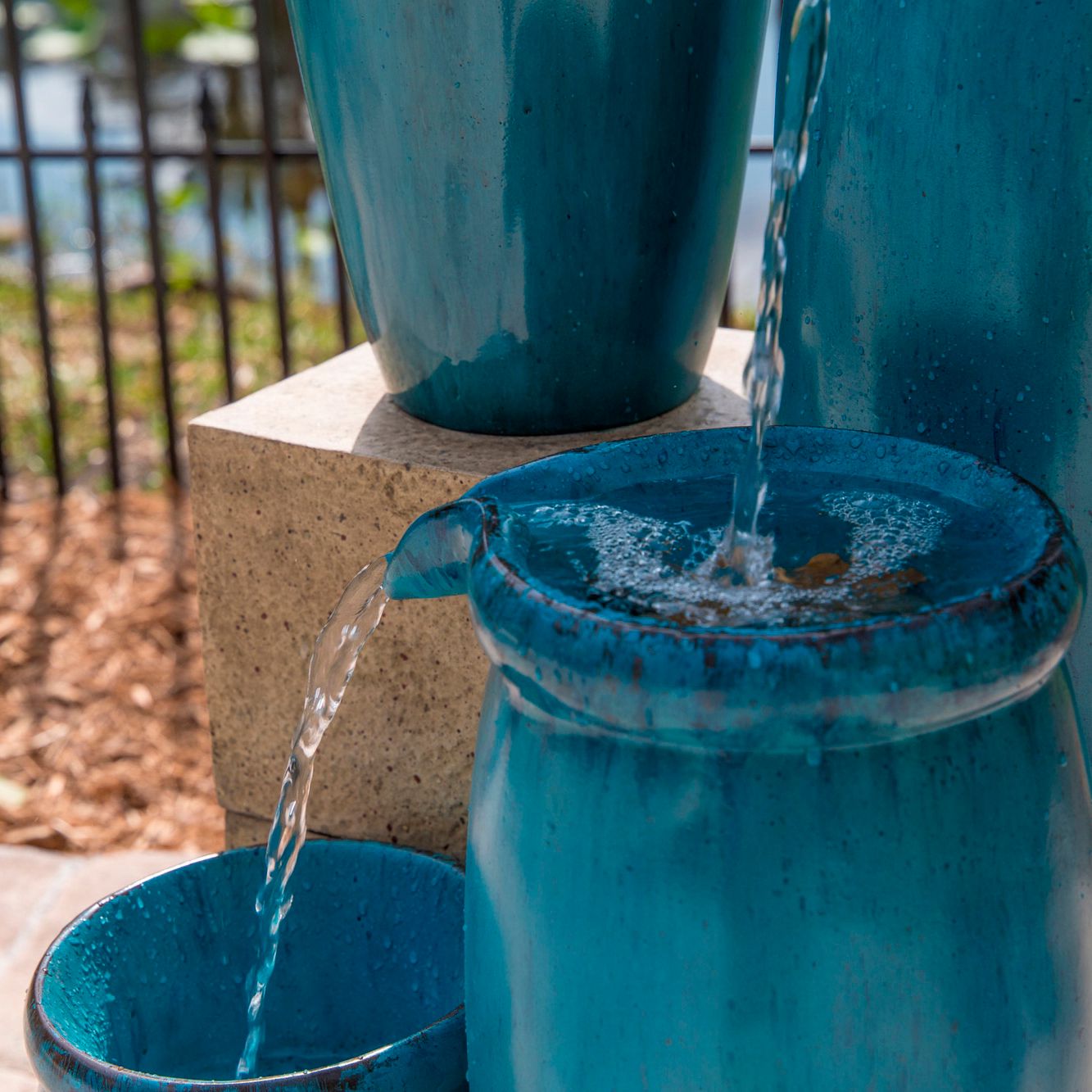 Kenroy Home Blue Glaze 36" High 4-Level Indoor-Outdoor Water Fountain