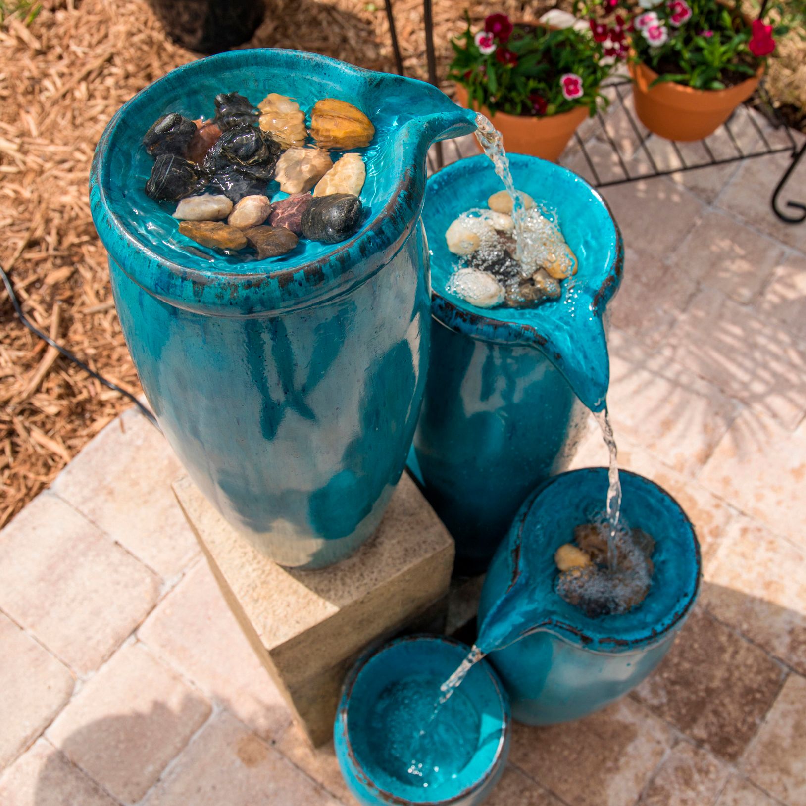 Kenroy Home Blue Glaze 36" High 4-Level Indoor-Outdoor Water Fountain